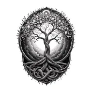 infinite knot tree of life intertwined with circle of life tattoo design idea
