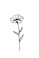 fine line violet flower in black and white tattoo design idea