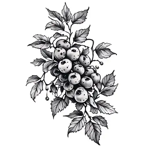 wrap around arm tattoo vine with leaves, mulberries, and honeysuckles tattoo design idea