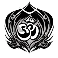 Create a tattoo with the words "Om Namah shivaya" in the style of the john wick tattoo across the upper shoulders  tattoo design idea