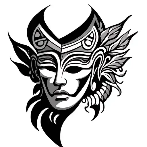 leg piece that isn't tribal but can incorporate a mauri tribal mask tattoo design idea