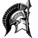 Spartan Helmet With Spear tattoo design idea