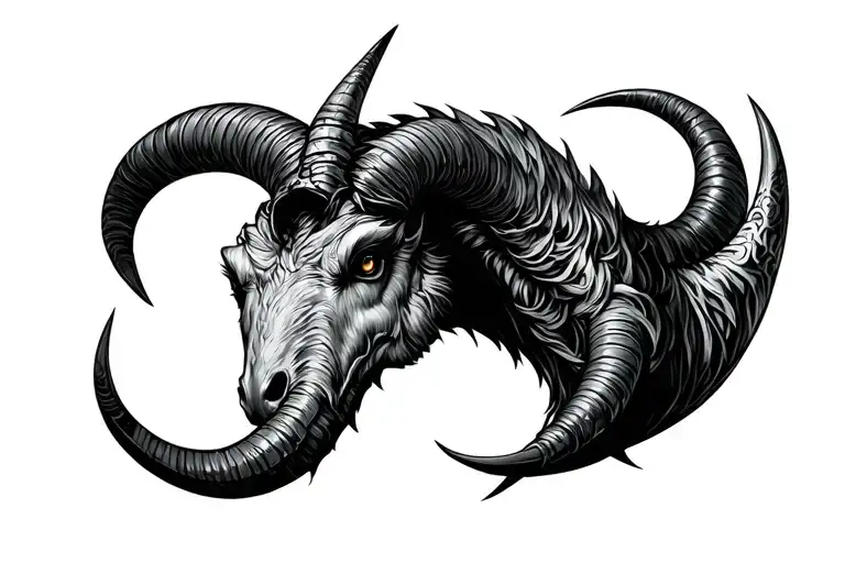 Capricorn devil horns tattoo design idea