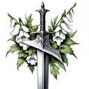 dagger with foxgloves around it  tattoo design idea
