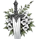 dagger with foxgloves around it  tattoo design idea