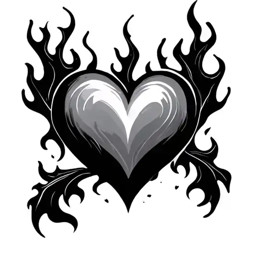 hearts and fire tattoo design idea