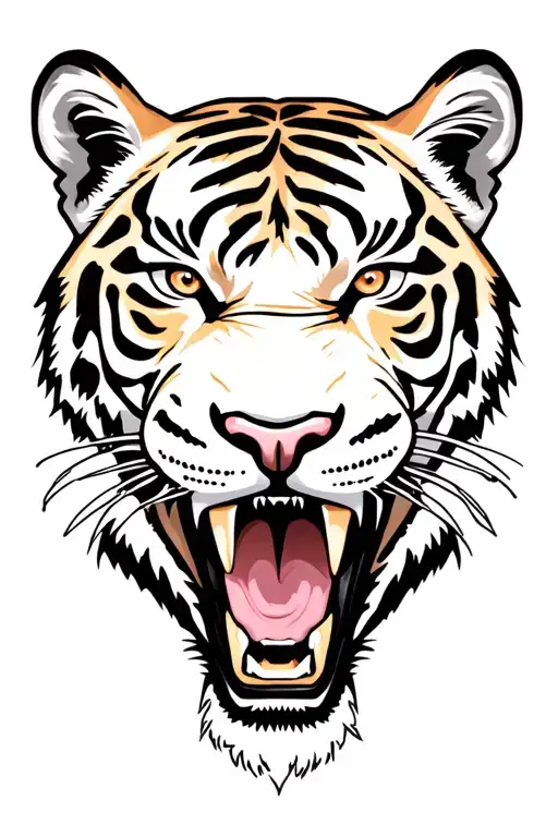 tigers head roaring fiercely tattoo design idea