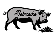 pig outline with brand of Nebraska state outline tattoo design idea
