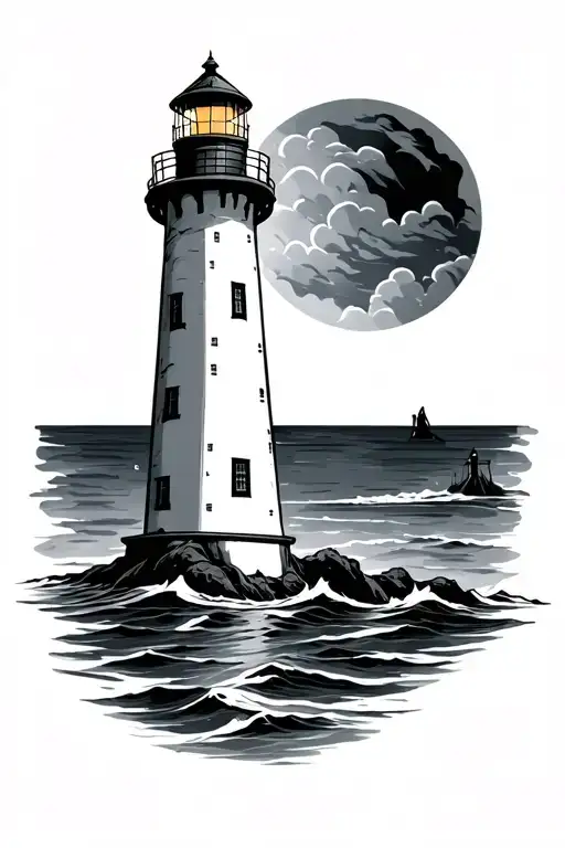 lighthouse dark tattoo design idea