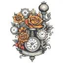 time pump surrounded tattoo design idea