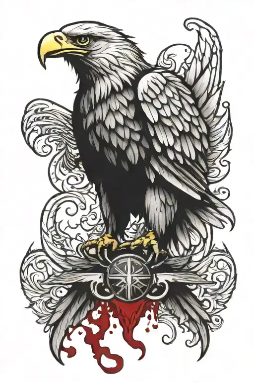 blood and eagle tattoo design idea