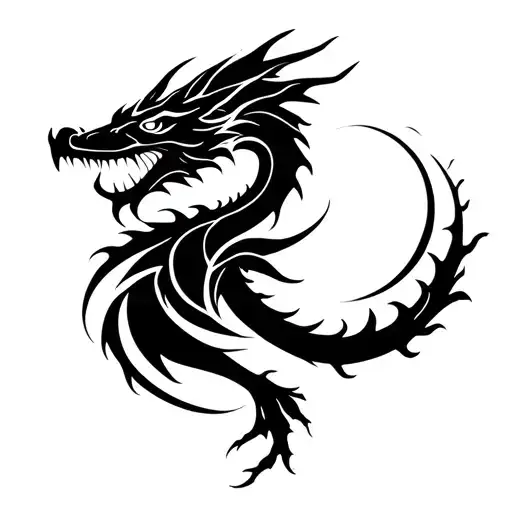 abstract smoky dragon tattoo design idea