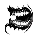 vampire teeth emerging centrically in symmetry tattoo design idea