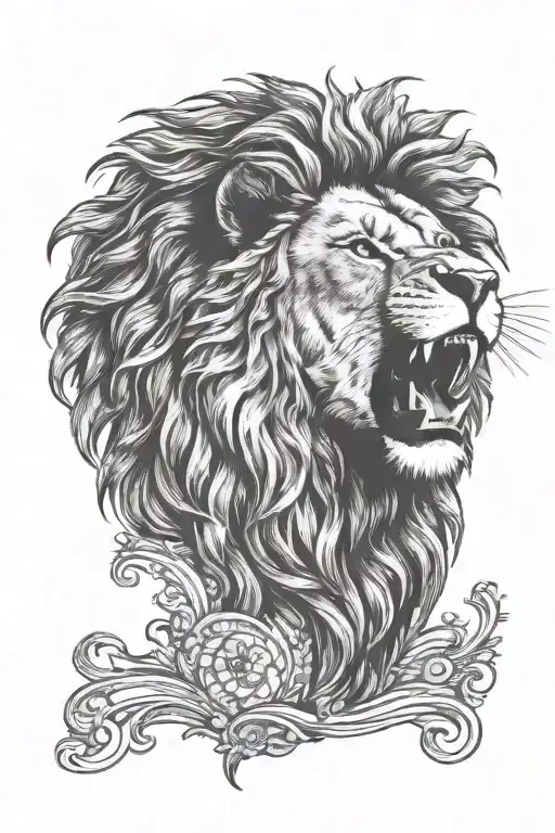 lion head roaring with Ethiopian country outline tattoo design idea