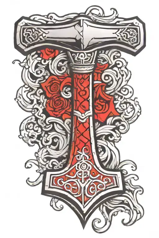 mjolnir hammer norse mythology tattoo design idea