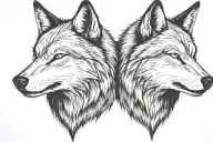 looking at each other a two splited wolfs heads one of them angry big teeths teeths teeths teeths tattoo design idea