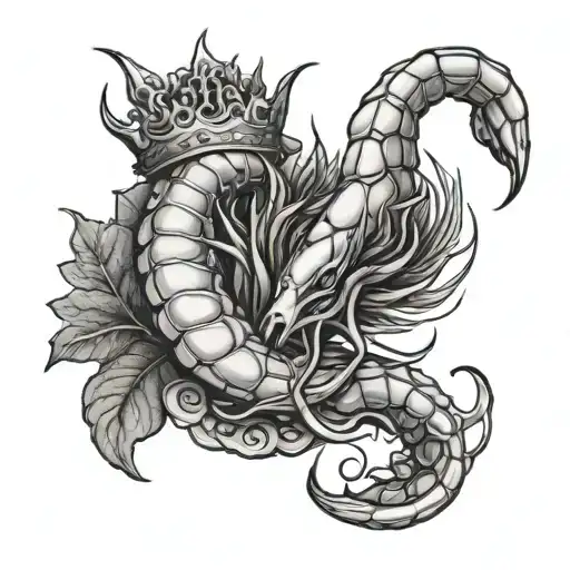 shrimp and crown tattoo design idea