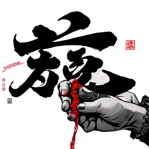 "shoganai " red string being held tattoo design idea