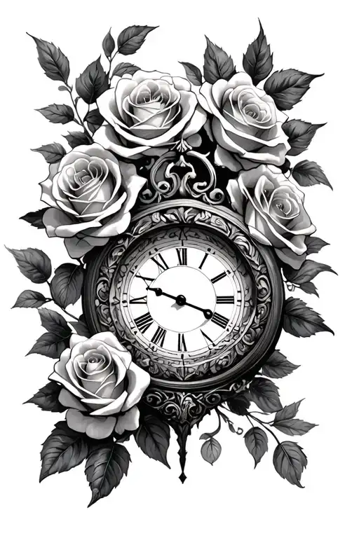 Libra Clock Roses Mori Mori Memento Vivere tattoo design idea