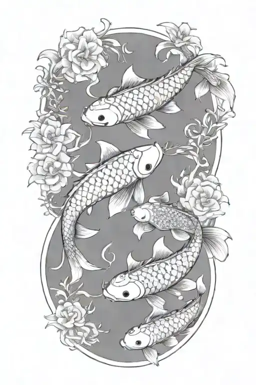 2 koi fish swimming in a circle tattoo design idea