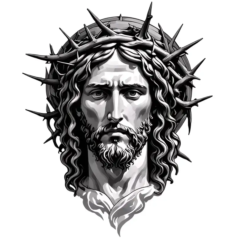 Jesus with thorn crown tattoo design idea