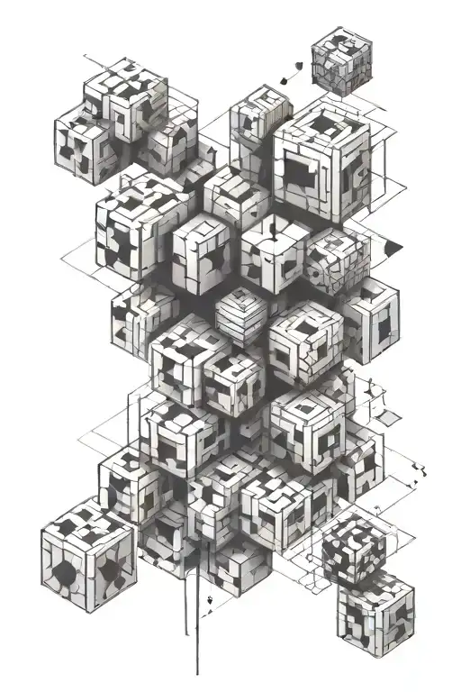 geometric pattern cubes tattoo design idea