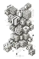 geometric pattern cubes tattoo design idea