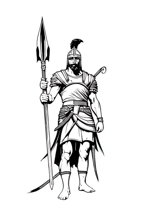 gladiator with a spear tattoo design idea