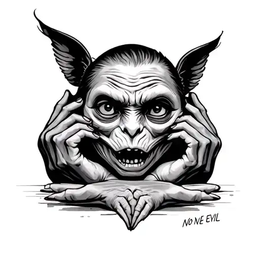 hea no evil see no evil speak no evil have no fun with mokeys tattoo design idea