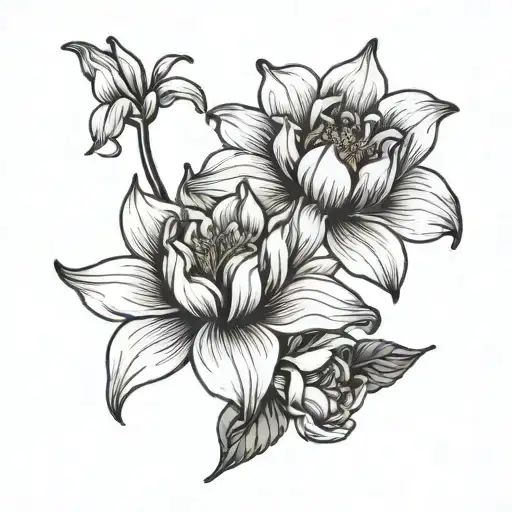 lily, peony, daffodil tattoo design idea