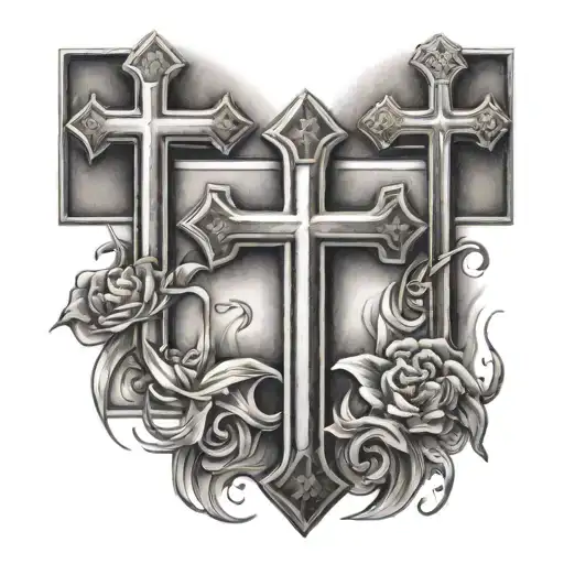 3 crosses and number 41 tattoo design idea