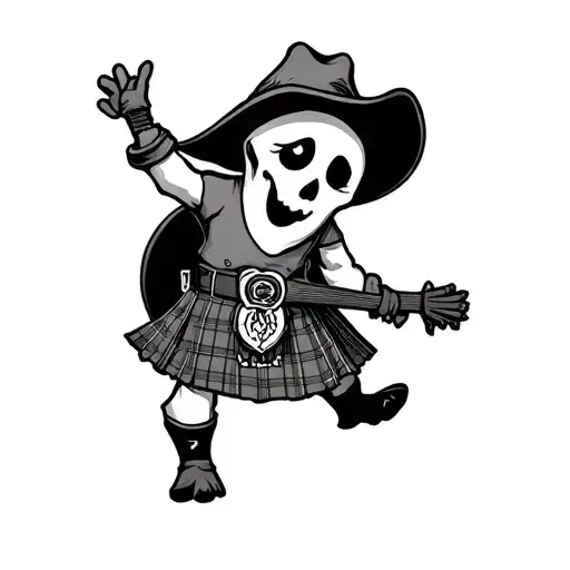 cute ghost cowboy in a kilt tattoo tattoo design idea