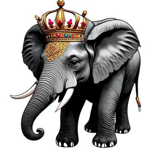 Elephant With Crown tattoo design idea