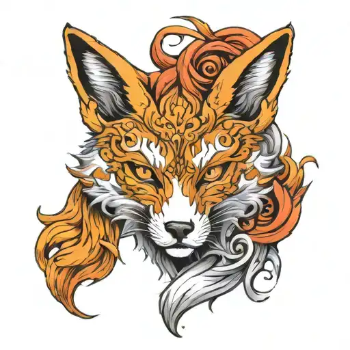 kitsune mask tattoo design idea