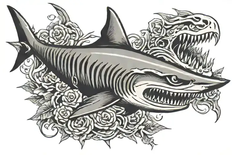 Shark skeleton tattoo design idea