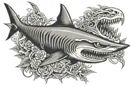 Shark skeleton tattoo design idea