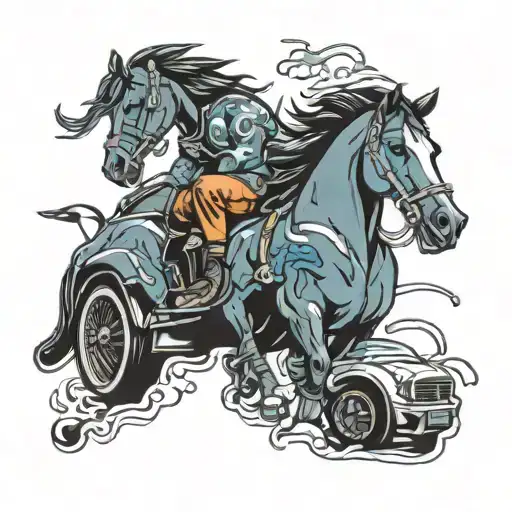 summer with ford mustang tattoo design idea