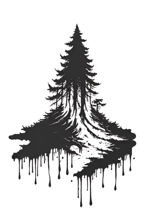 forest graffiti paint drip ghost eldritch horror tattoo design idea
