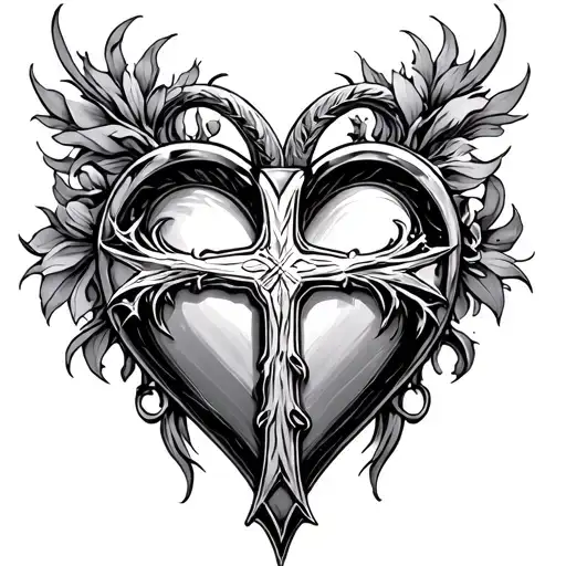 chrome heart cross back tatoo tattoo design idea