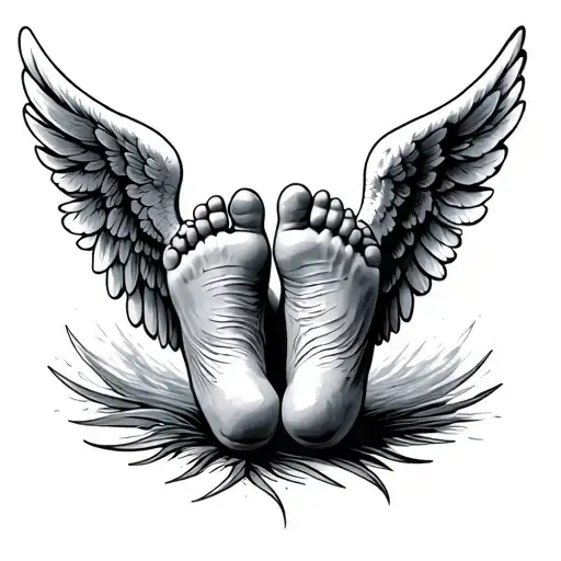 Baby Feet With Angel Wings tattoo design idea