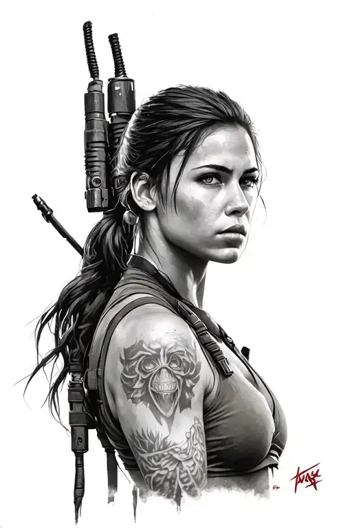 lara croft tomb raider tattoo design idea