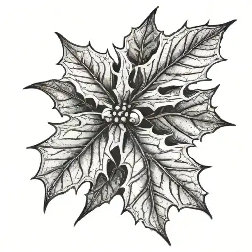 Holly leaf tattoo design idea