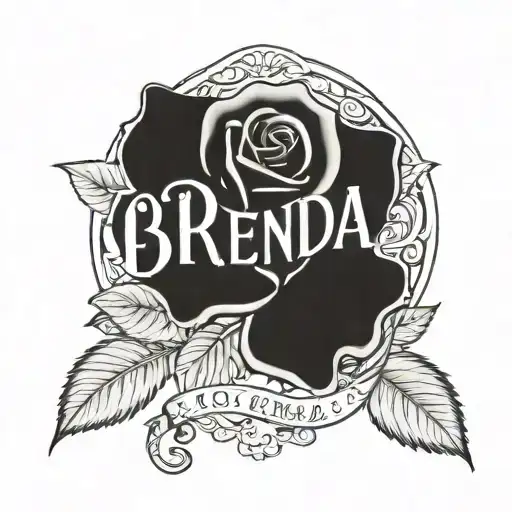 Brenda name and Rose wrapped loosely tattoo design idea