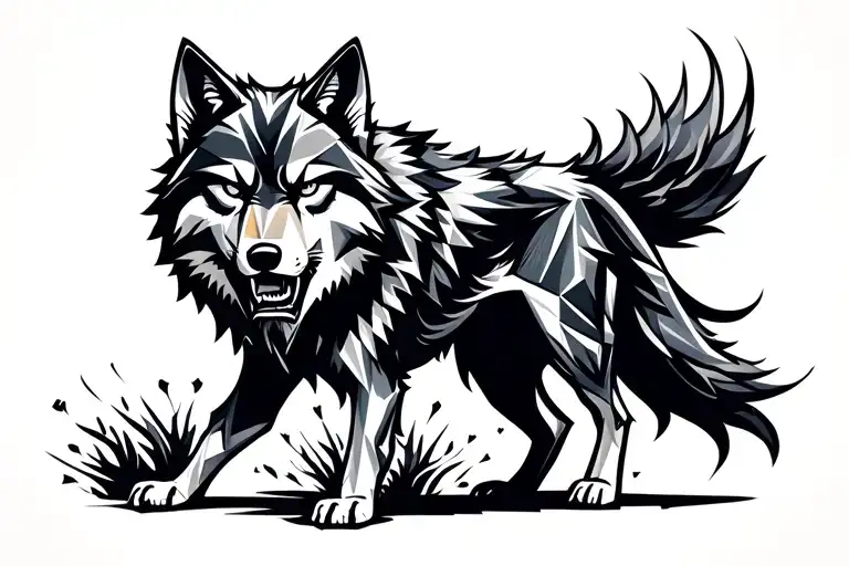 angry wolf tattoo design idea
