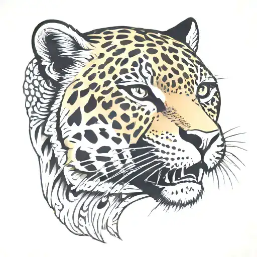 jaguar face tattoo design idea