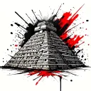 A Mayan pyramid with Egyptian hieroglyphs representing strength and resilience tattoo design idea