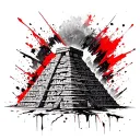 A Mayan pyramid with Egyptian hieroglyphs representing strength and resilience tattoo design idea