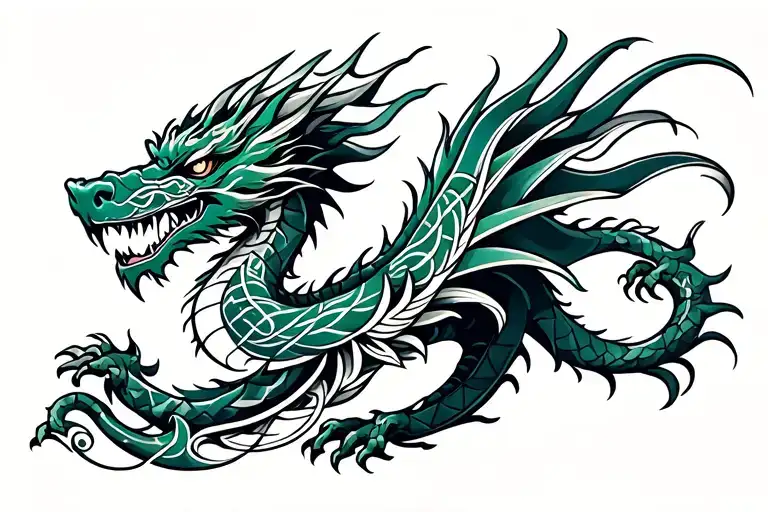 Celtic Irish Japan Dragon tattoo design idea