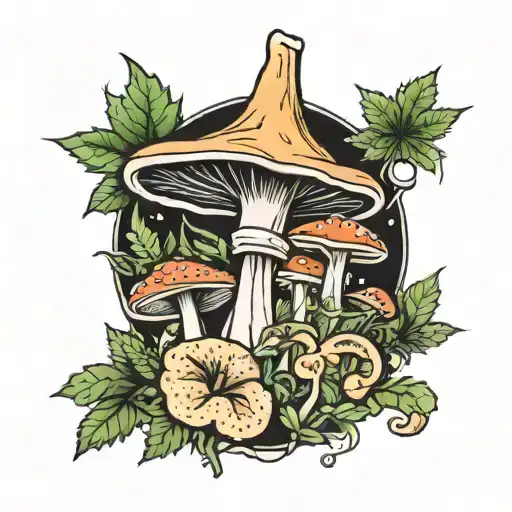 weed and mushrooms  tattoo design idea