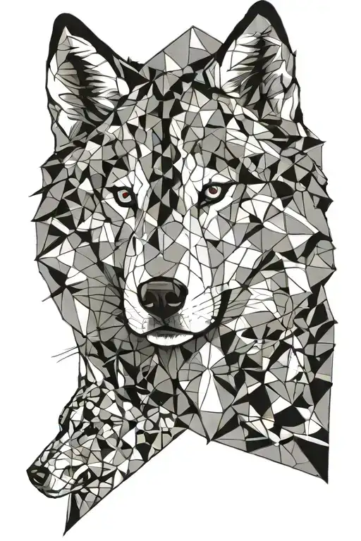 3 husky face with geometric tattoo design idea